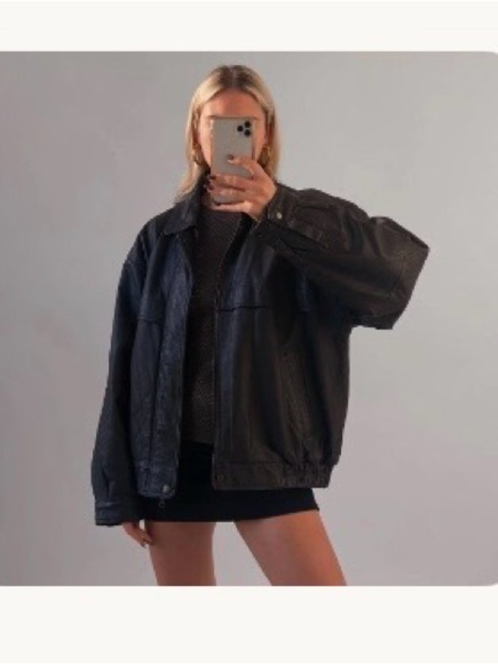 Genuine leather Women’s Black Oversized Leather Jacket - Classic Relaxed Fit